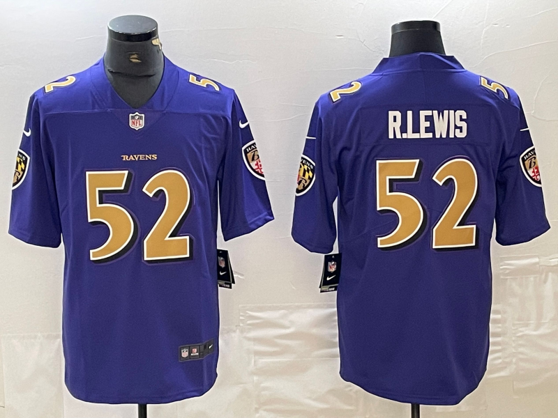 Men's Baltimore Ravens Ray Lewis #52 Purple Game Jerseys