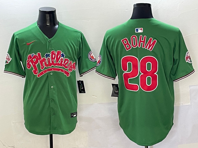 Men's Philadelphia Phillies Alec Bohm #28 Green Game Jerseys