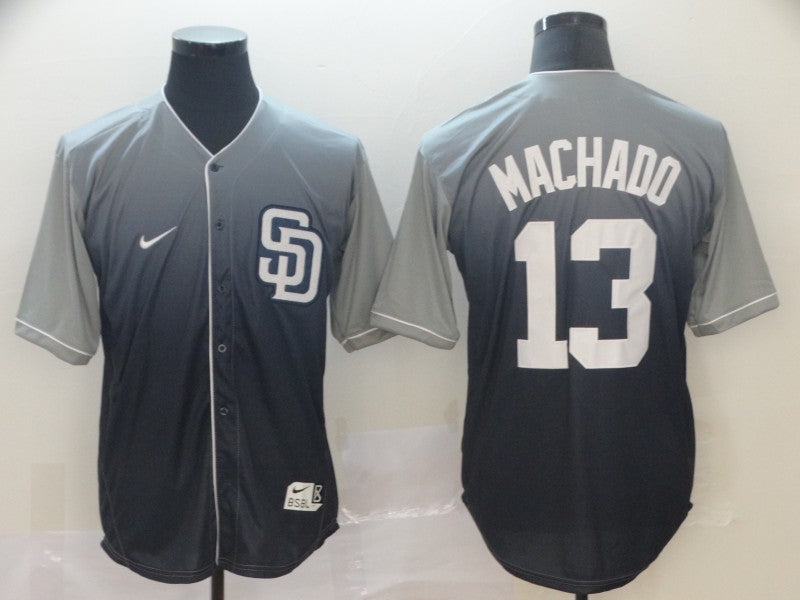 Men's San Diego Padres Manny Machado #13 Grey White Gradient Stitched Jerseys