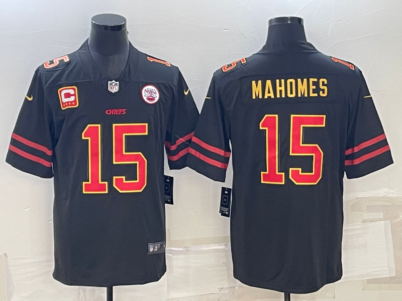 Men's Kansas City Chiefs Patrick Mahomes #15 Black Player Jerseys