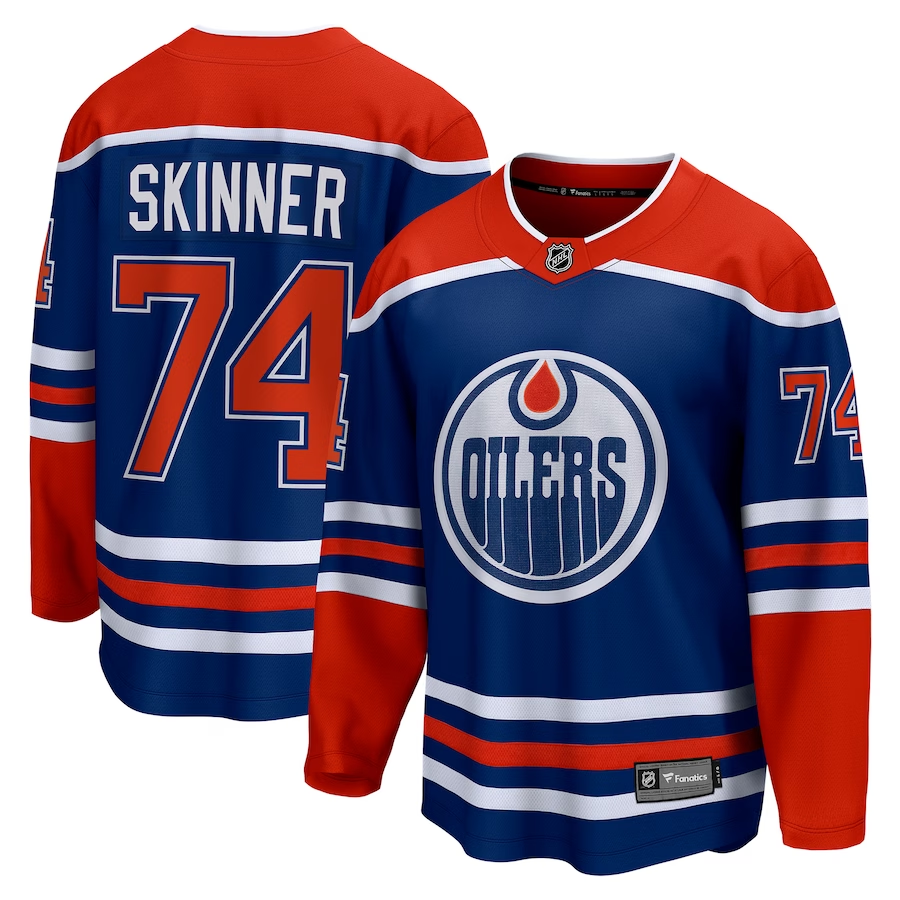 Men's Edmonton Oilers Stuart Skinner #74 Royal Home Breakaway Player Jerseys