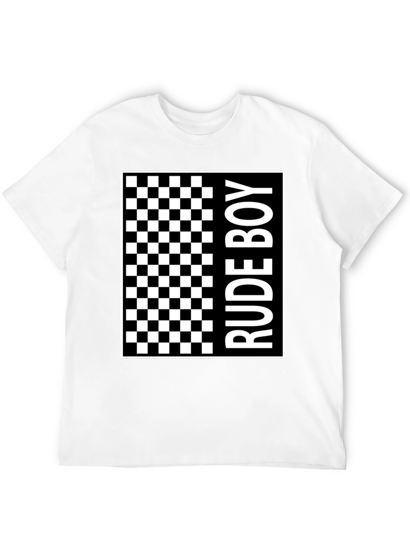 Rude Boy Checkered Graphic Print T-Shirt