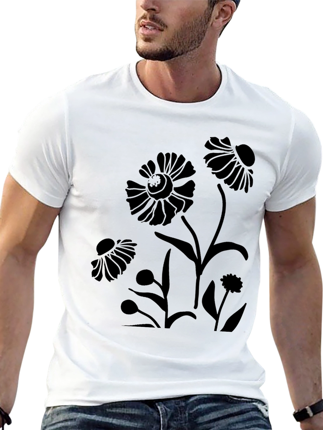 Black Floral Print T-Shirt