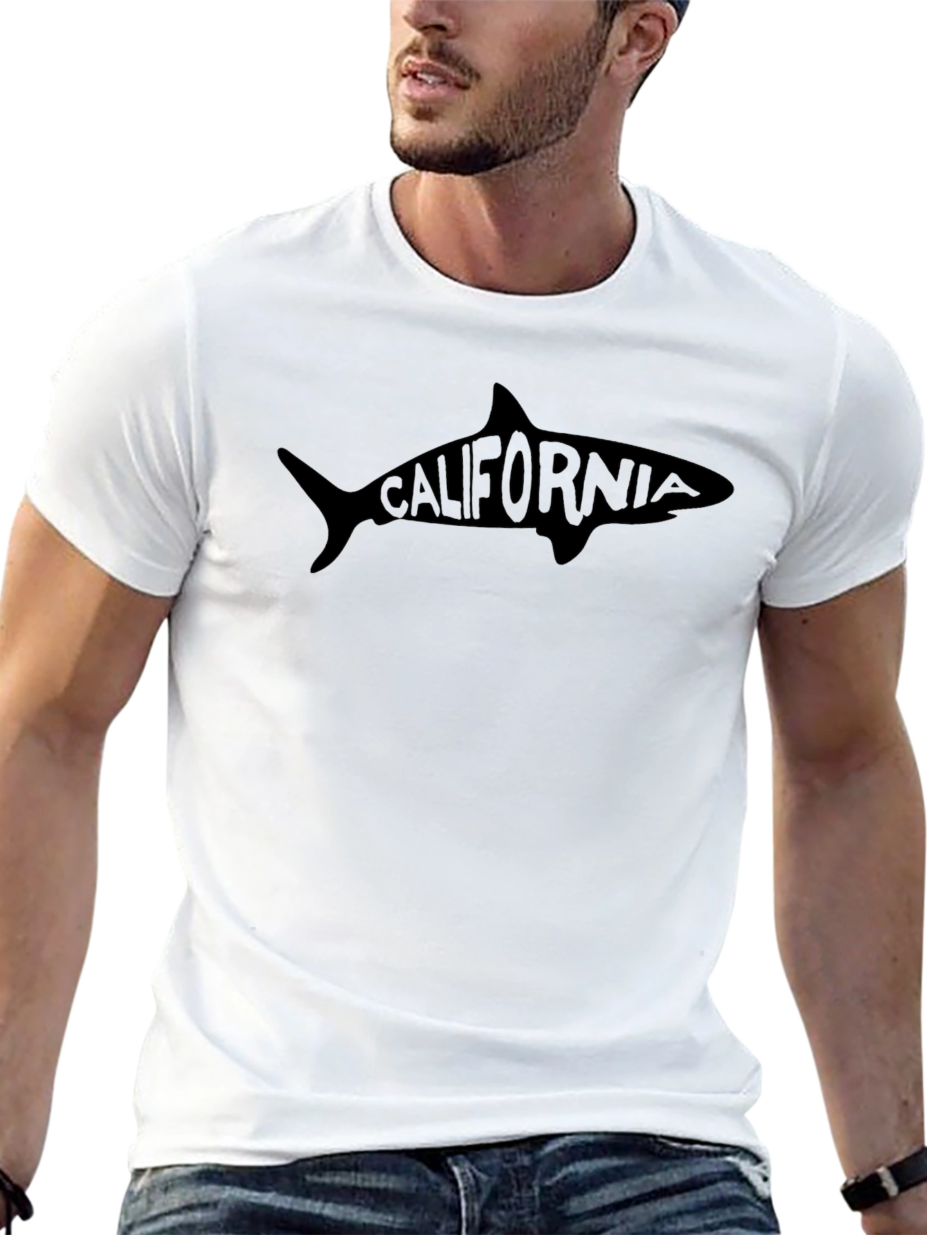 California Shark Graphic T-Shirt - Black