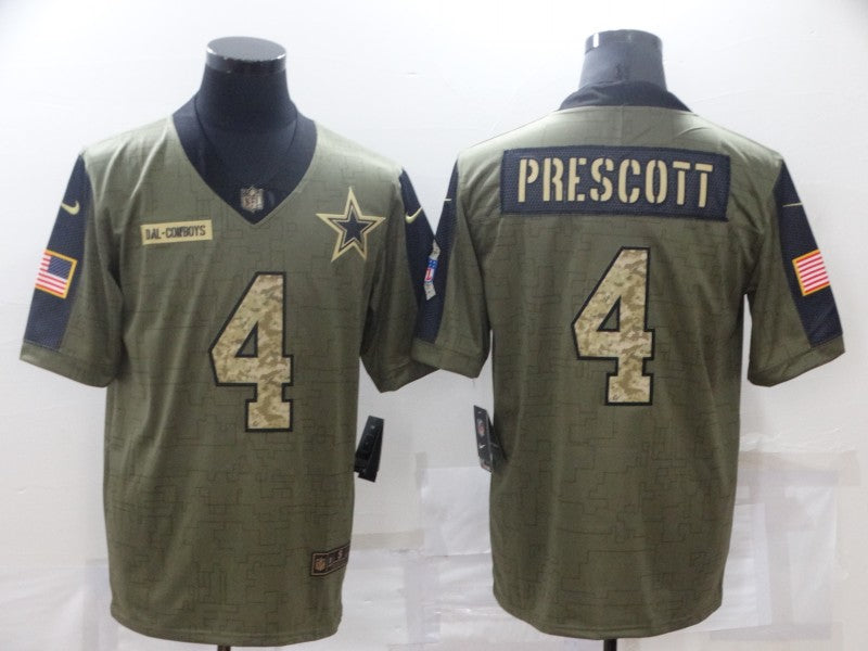 Men's Dallas Cowboys Dak Prescott #4 Brown Game Player Jerseys