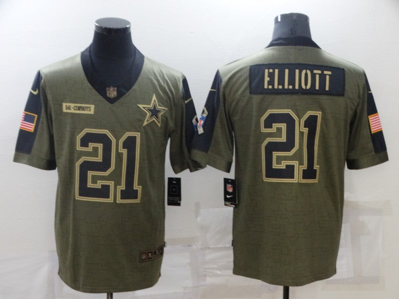 Men's Dallas Cowboys Ezekiel Elliott #21 Brown Player Game Jerseys