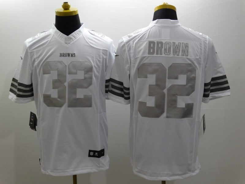Men's Cleveland Browns Jim Brown #32 White Game Jerseys