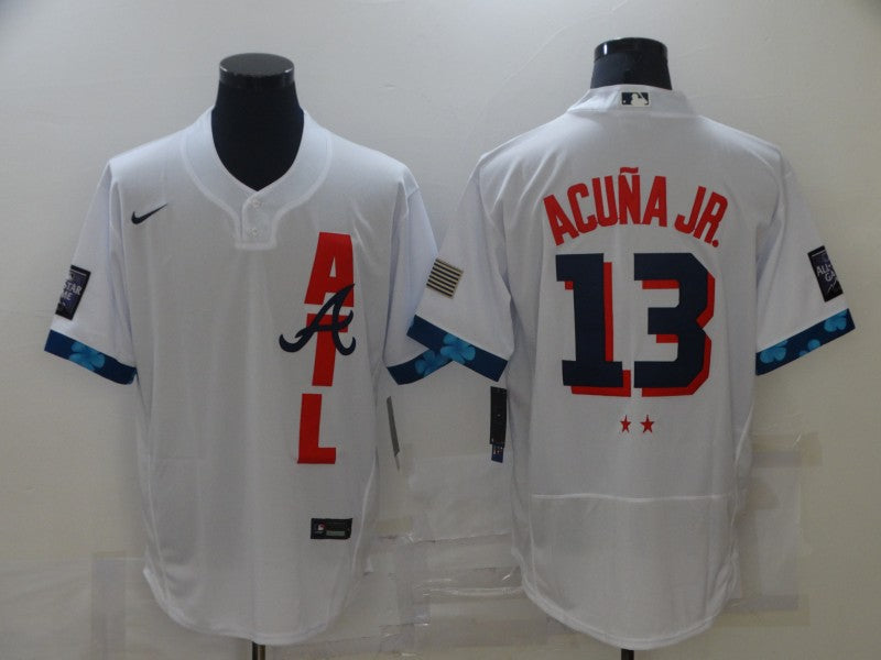 Men's Atlanta Braves Ronald Acuna Jr. #13 White ALL STAR Replica Jerseys
