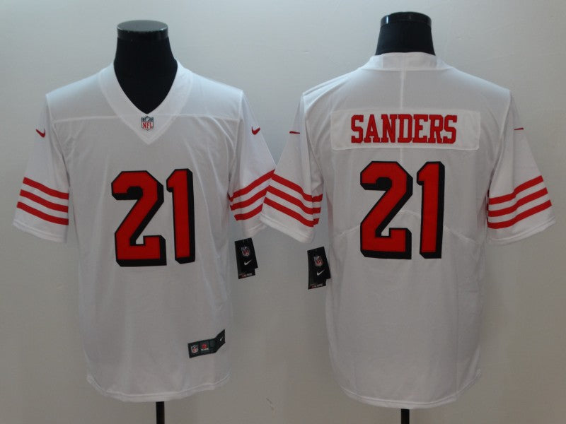 Men's San Francisco 49ers Deion Sanders #21 White Game Player Jerseys