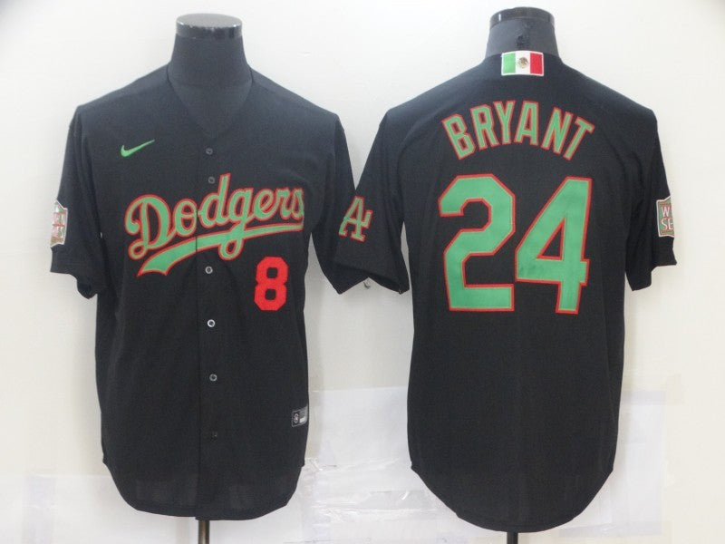 Men's Los Angeles Dodgers Kobe Bryant #8-24 Black Stitched Jerseys