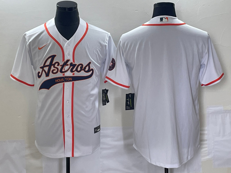 Men's Houston Astros White Replica Blank Jerseys Joint Edition