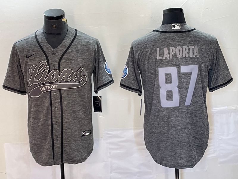 Men's Detroit Lions Sam LaPorta #87 Gray Game Jerseys Joint Edition