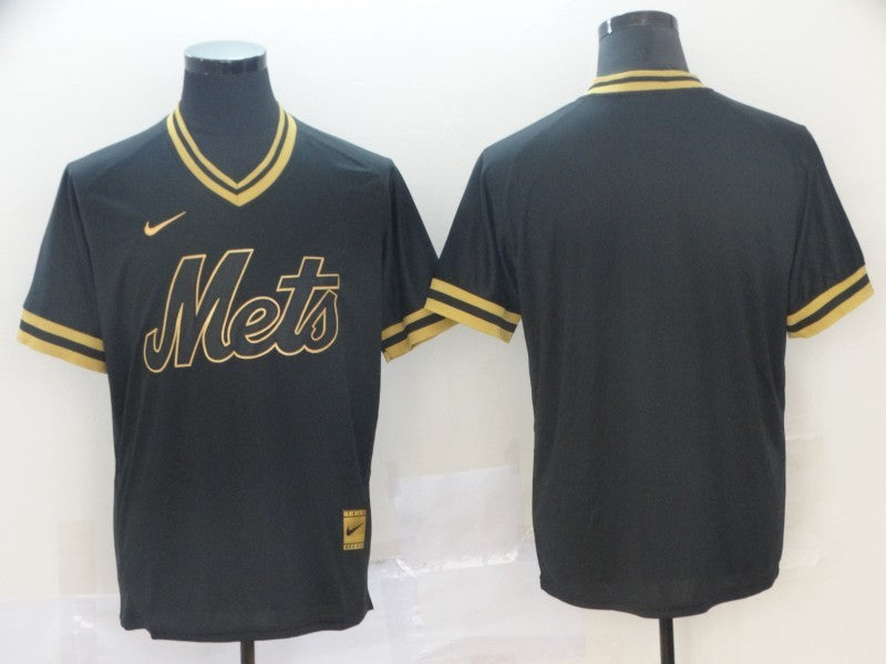 Men's New York Mets Black Replica Blank Jerseys