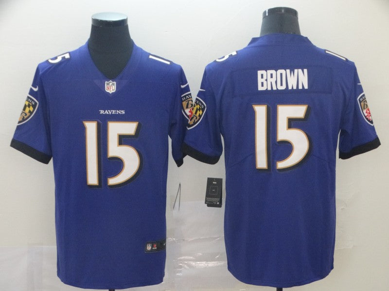 Men's Baltimore Ravens Marquise Brown #15 Purple Game Player Jerseys