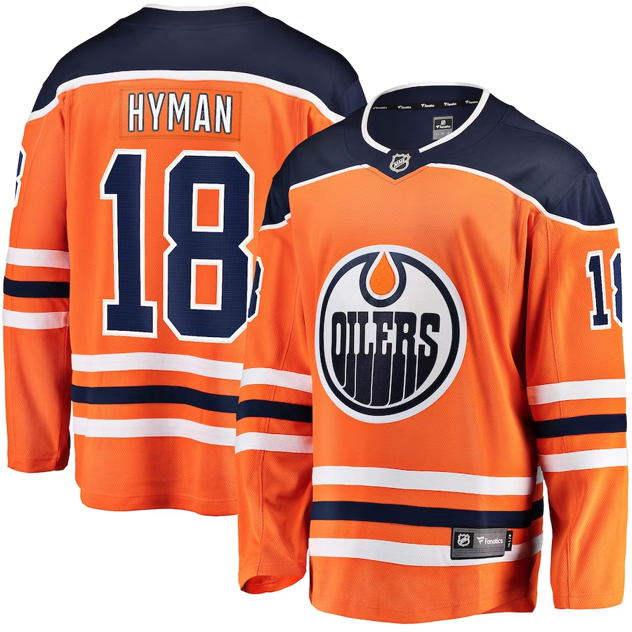 Men's Edmonton Oilers Zach Hyman #18 Orange Home Breakaway Player Jerseys