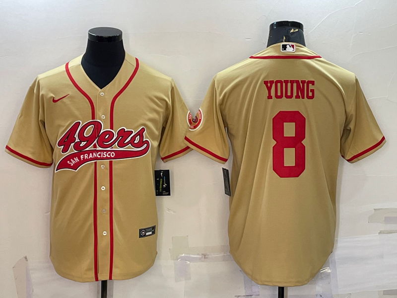 Men's San Francisco 49ers Steve Young #8 Gold Game Jerseys Joint Edition