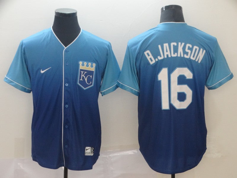 Men's Kansas City Royals Bo Jackson #16 Blue Stitched Jerseys