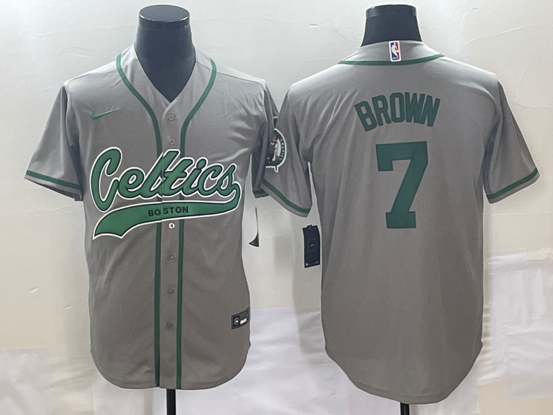 Men's Boston Celtics Jaylen Brown #7 Gray Replica Player Jersey
