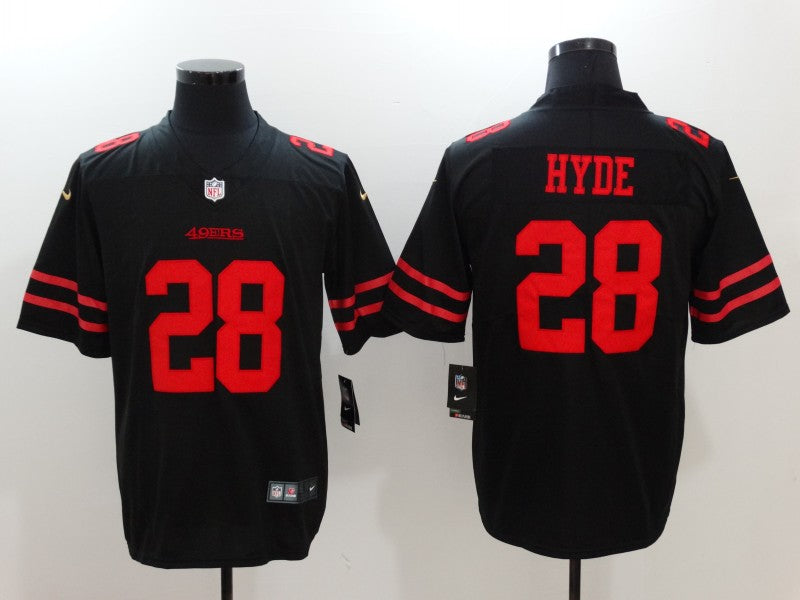 Men's San Francisco 49ers Carlos Hyde #28 Black Game Jerseys