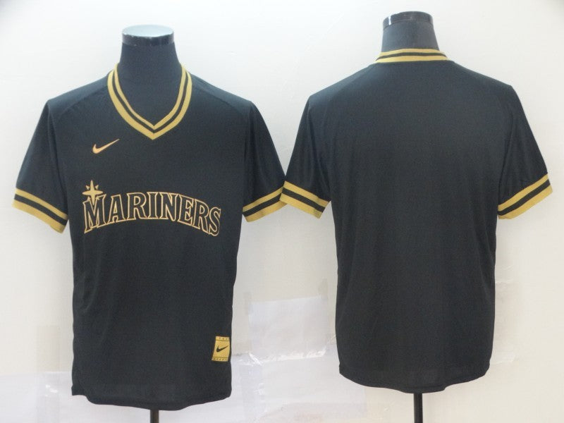 Men's Seattle Mariners Black Replica Blank Jerseys