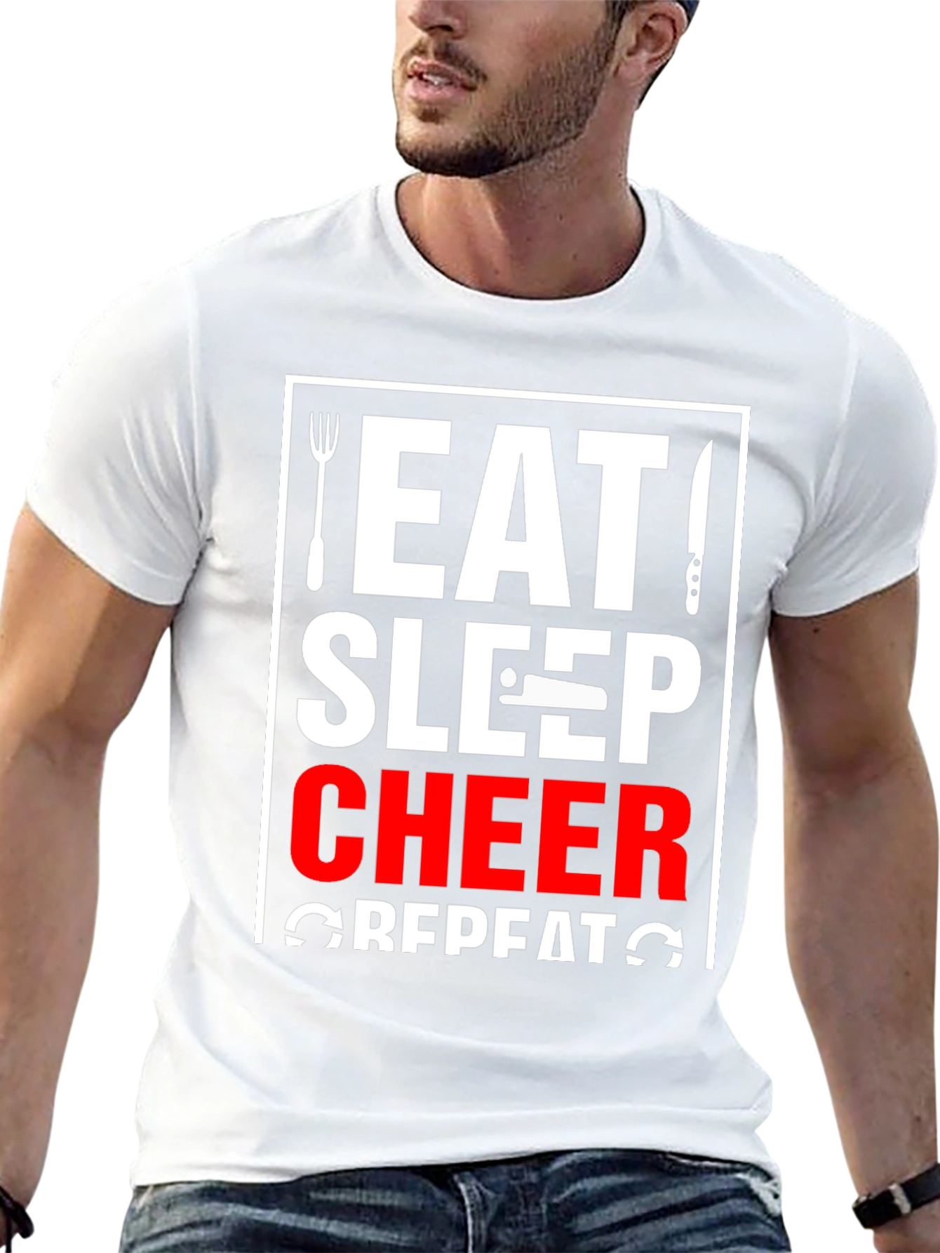 Eat Sleep Cheer Repeat Black T-Shirt