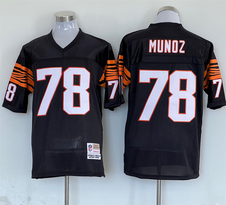 Men's Cincinnati Bengals Anthony Munoz Mitchell & Ness Black Legacy Replica Jerseys