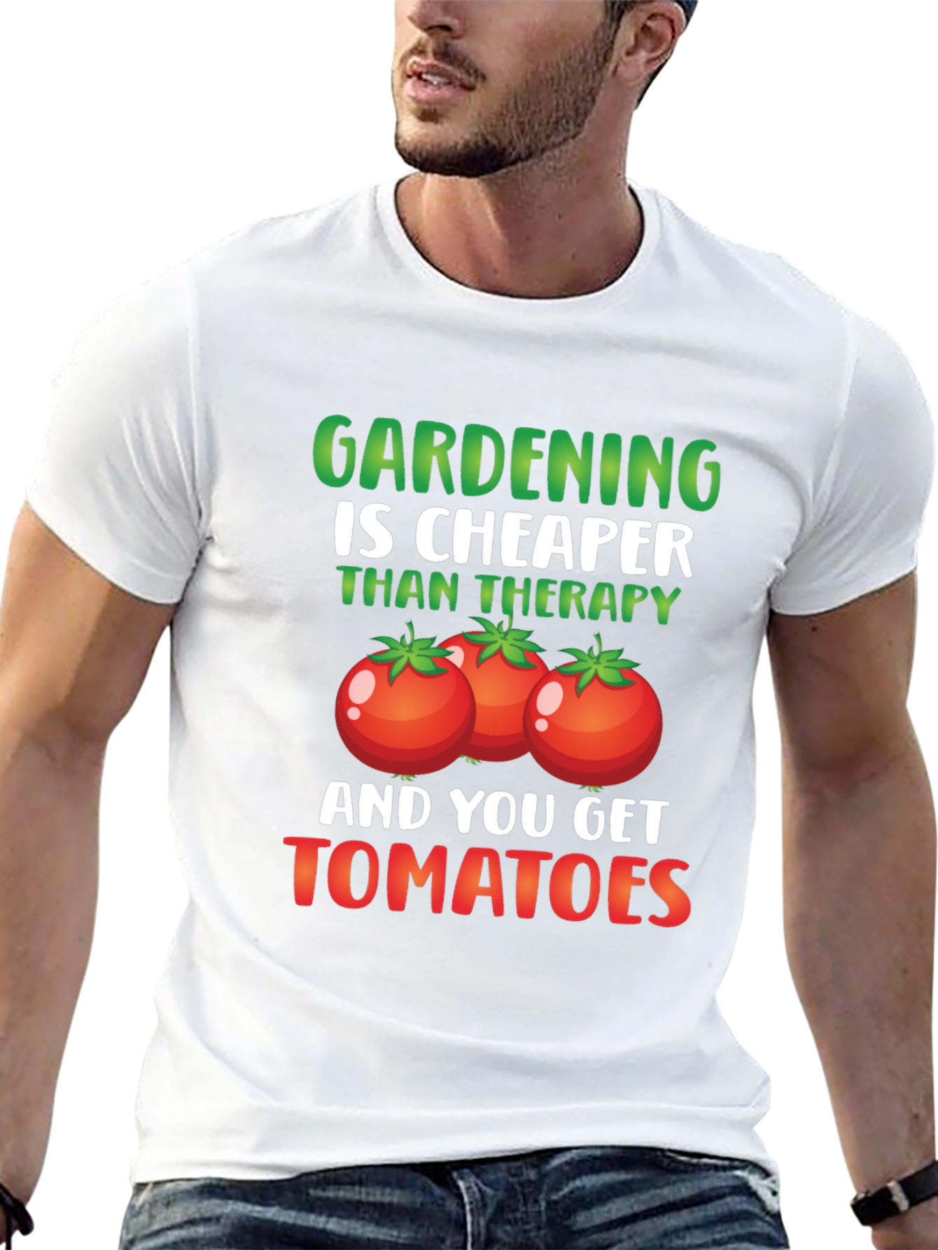 Gardening is Cheaper Than Therapy Tomato Graphic T-Shirt