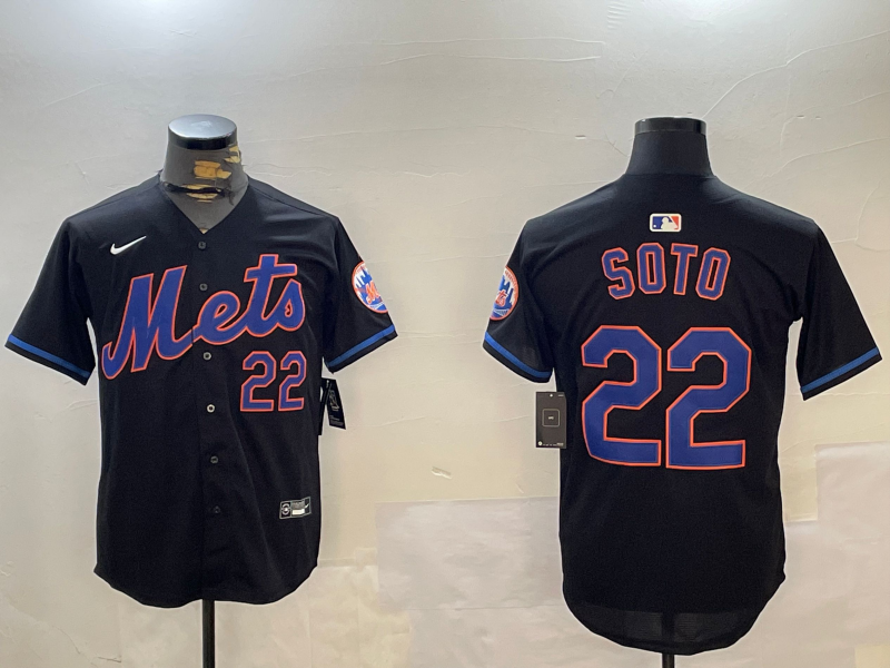Men's New York Mets Juan Soto #22 Black Alternate Limited Player Jerseys
