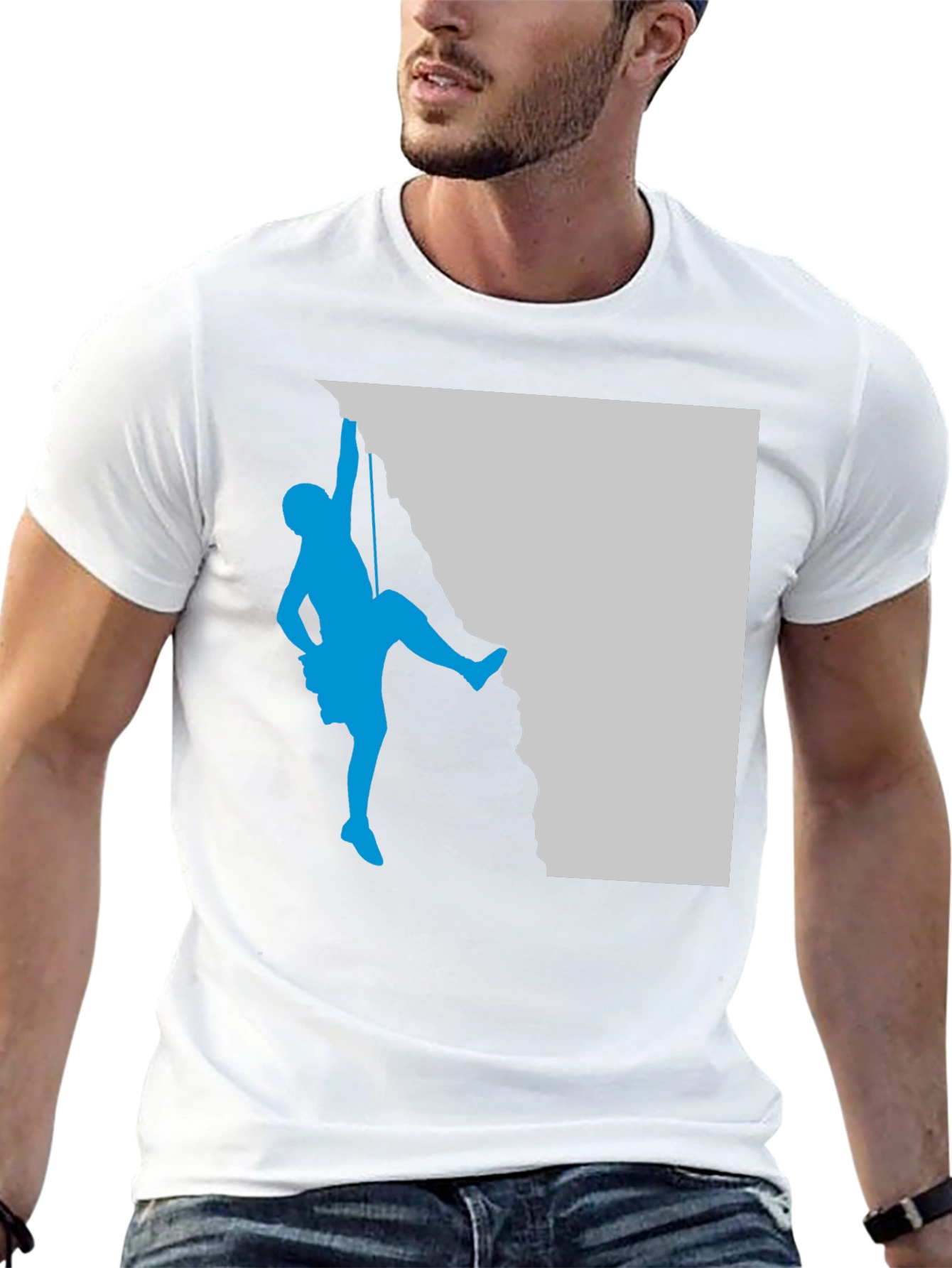 Climbing Silhouette Graphic Tee - Black Casual T-Shirt