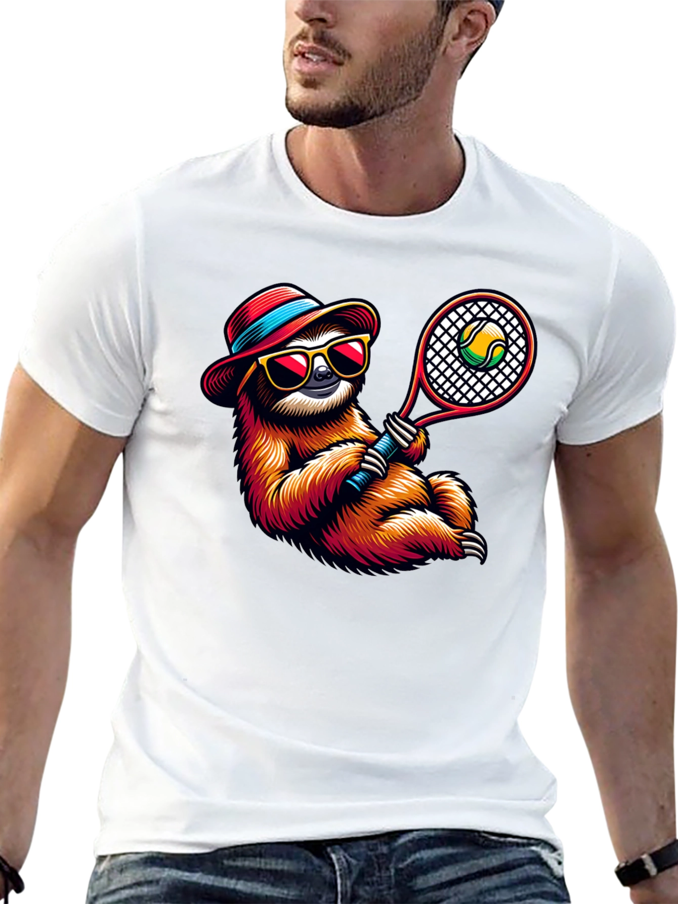 Tennis Sloth Graphic Tee - Cool & Casual!