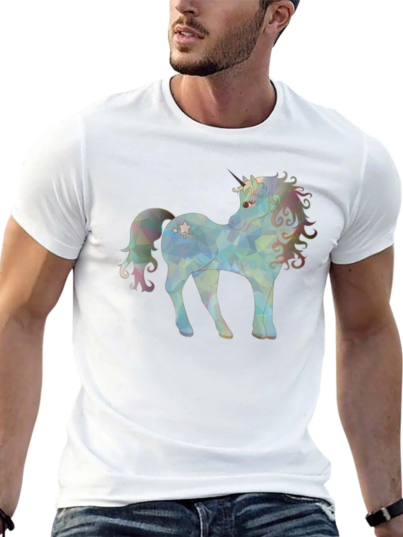 Unicorn Graphic Print Black T-Shirt
