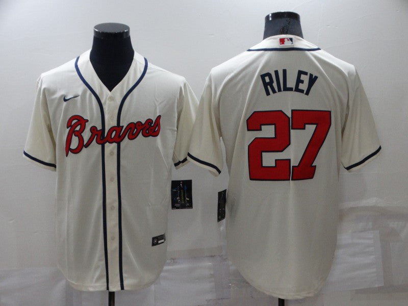 Men's Atlanta Braves Austin Riley #27 Beige Replica Player Jerseys