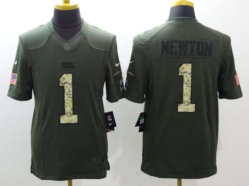Men's Carolina Panthers Cam Newton #1 Army Green Game Jerseys