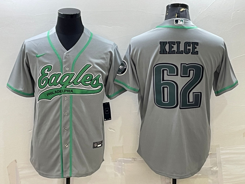 Men's Philadelphia Eagles Jason Kelce #62 Gray Game Jerseys Joint Edition