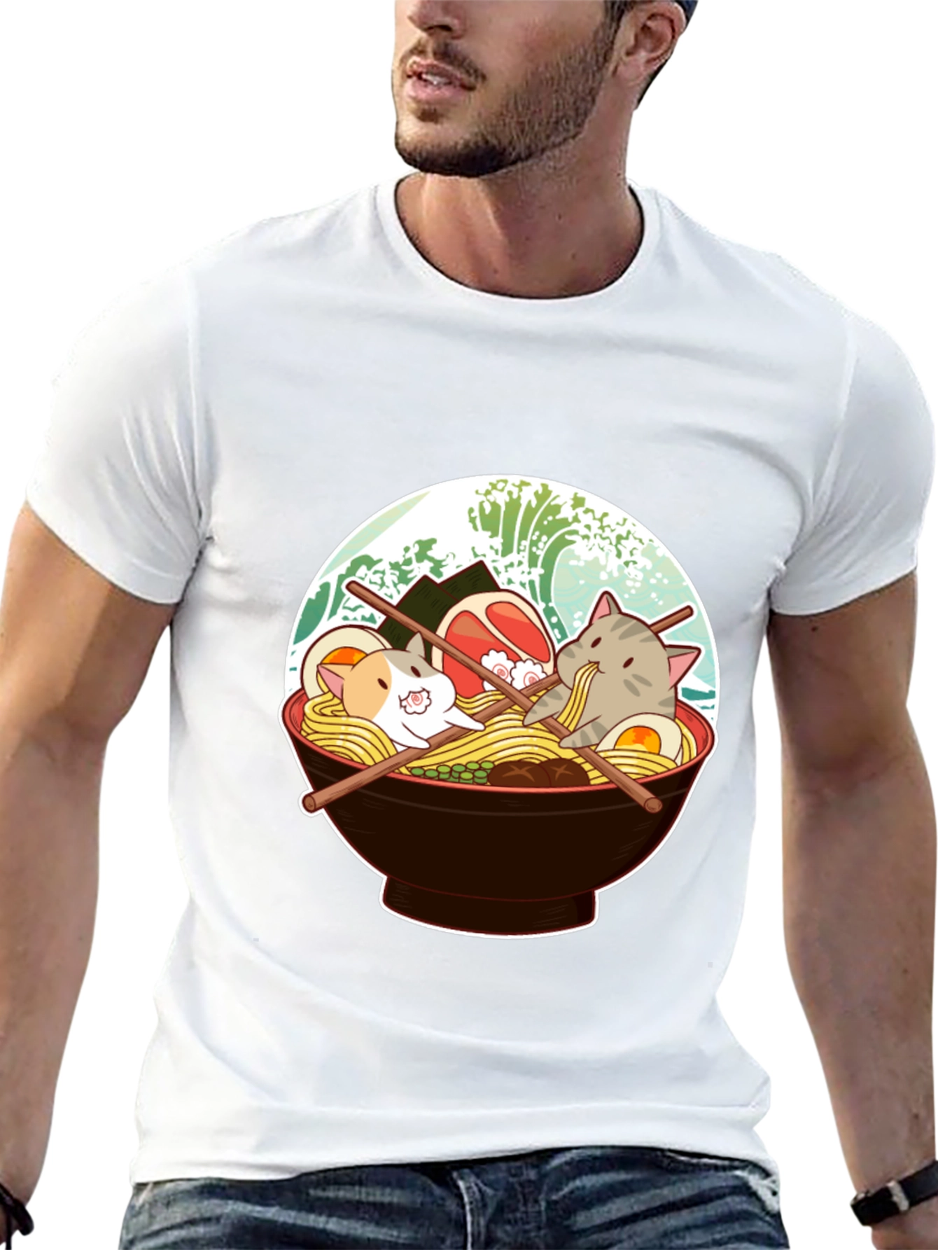 Cat Ramen T-Shirt - Cute Japanese Noodle Bowl Tee