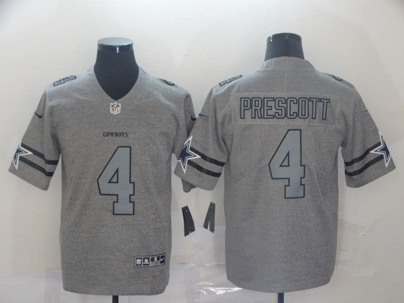 Men's Dallas Cowboys Dak Prescott #4 Gray Game Jerseys