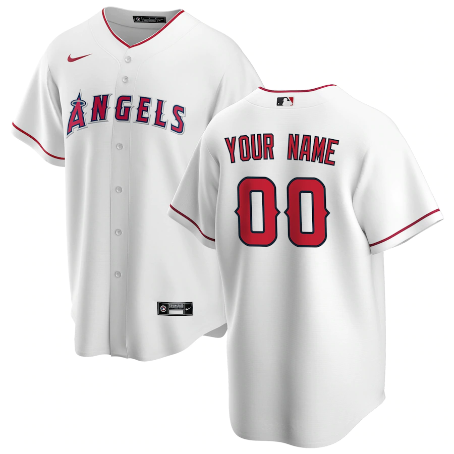 Men's Los Angeles Angels White Home Replica Custom Jerseys