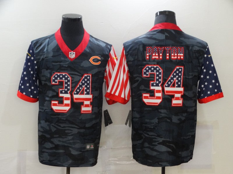 Men's Chicago Bears Walter Payton #34 Gray Camouflage Game Player Jerseys