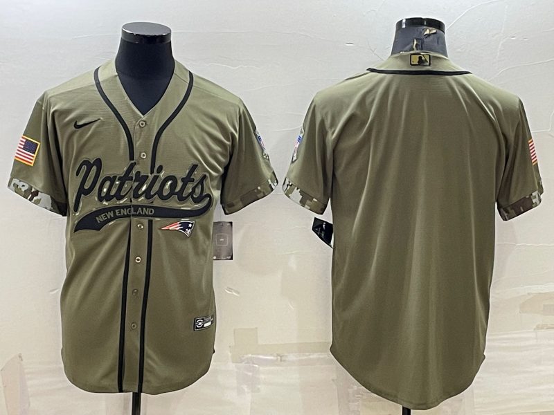 Men's New England Patriots Olive 2022 Salute To Service Limited Blank Jerseys