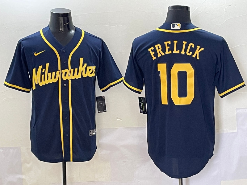 Men's Milwaukee Brewers Sal Frelick #10 Navy Alternate Limited Player Jerseys