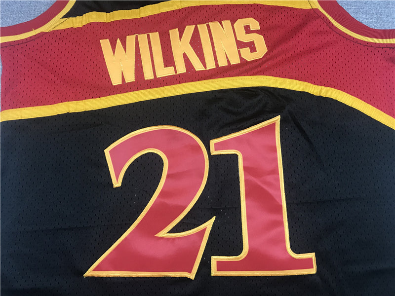 Men's Atlanta Hawks Dominique Wilkins 1986-87 Black Hardwood Classics Swingman Jerseys
