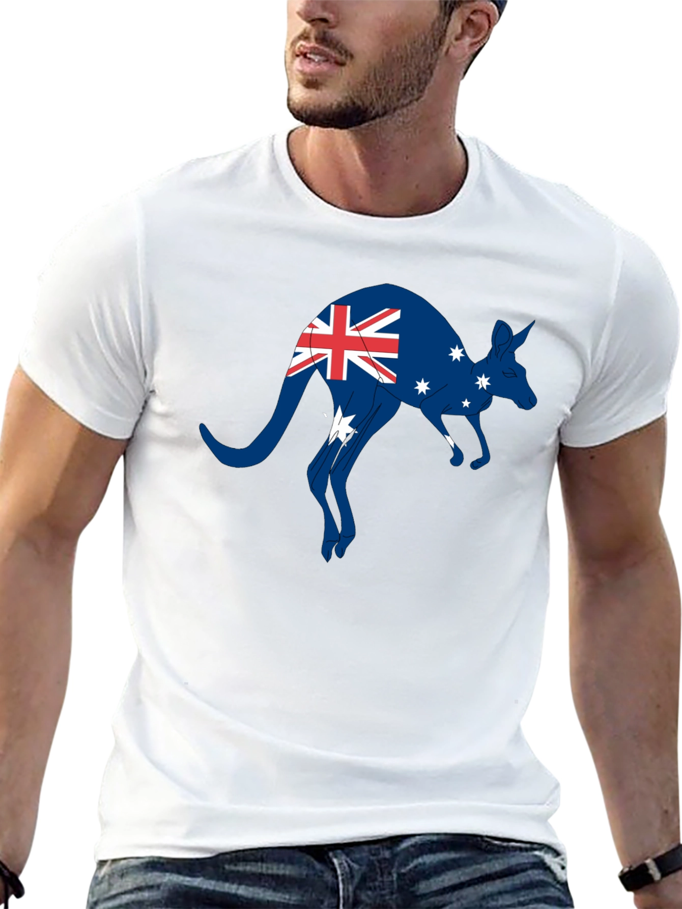 Australian Flag Kangaroo T-Shirt - Black