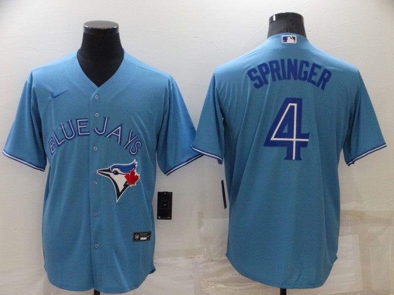 Men's Toronto Blue Jays George Springer #4 Light Blue Replica Baseball Jerseys