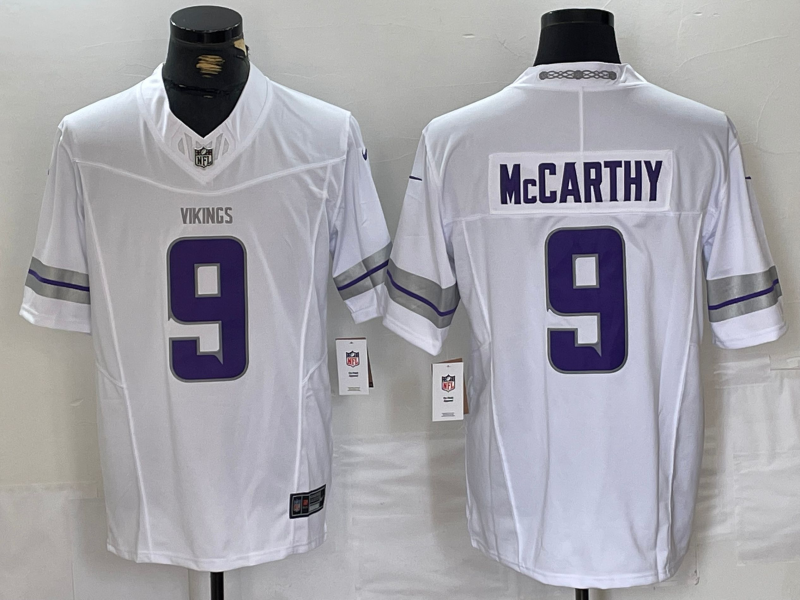Men's Minnesota Vikings J.J. McCarthy #9 White Alternate Vapor F.U.S.E. Elite Player Jerseys