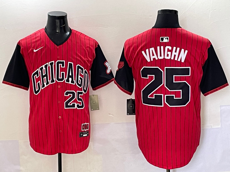 Men's Chicago White Sox Andrew Vaughn #25 Red/Black 2025 City Connect Limited Player Jerseys