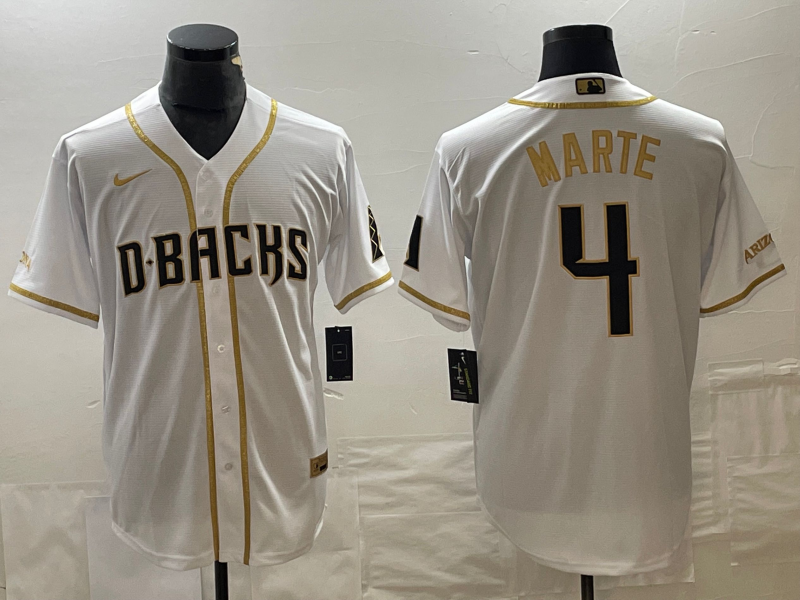 Men's Arizona Diamondbacks Ketel Marte #4 White Replica Baseball Jerseys