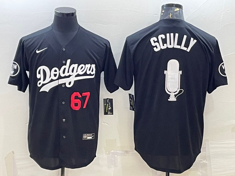 Men's Los Angeles Dodgers Vince Scully #67 Black Replica Baseball Jerseys
