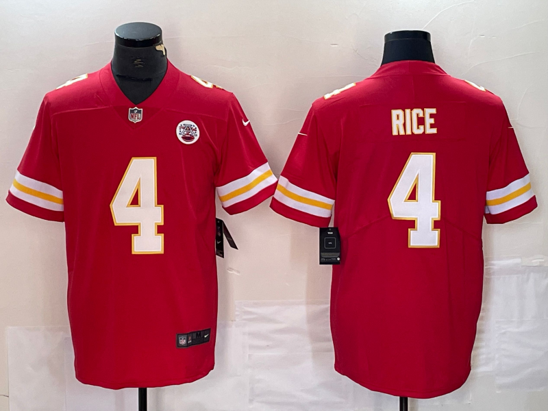 Men's Kansas City Chiefs Rashee Rice #4 Red Game Jerseys