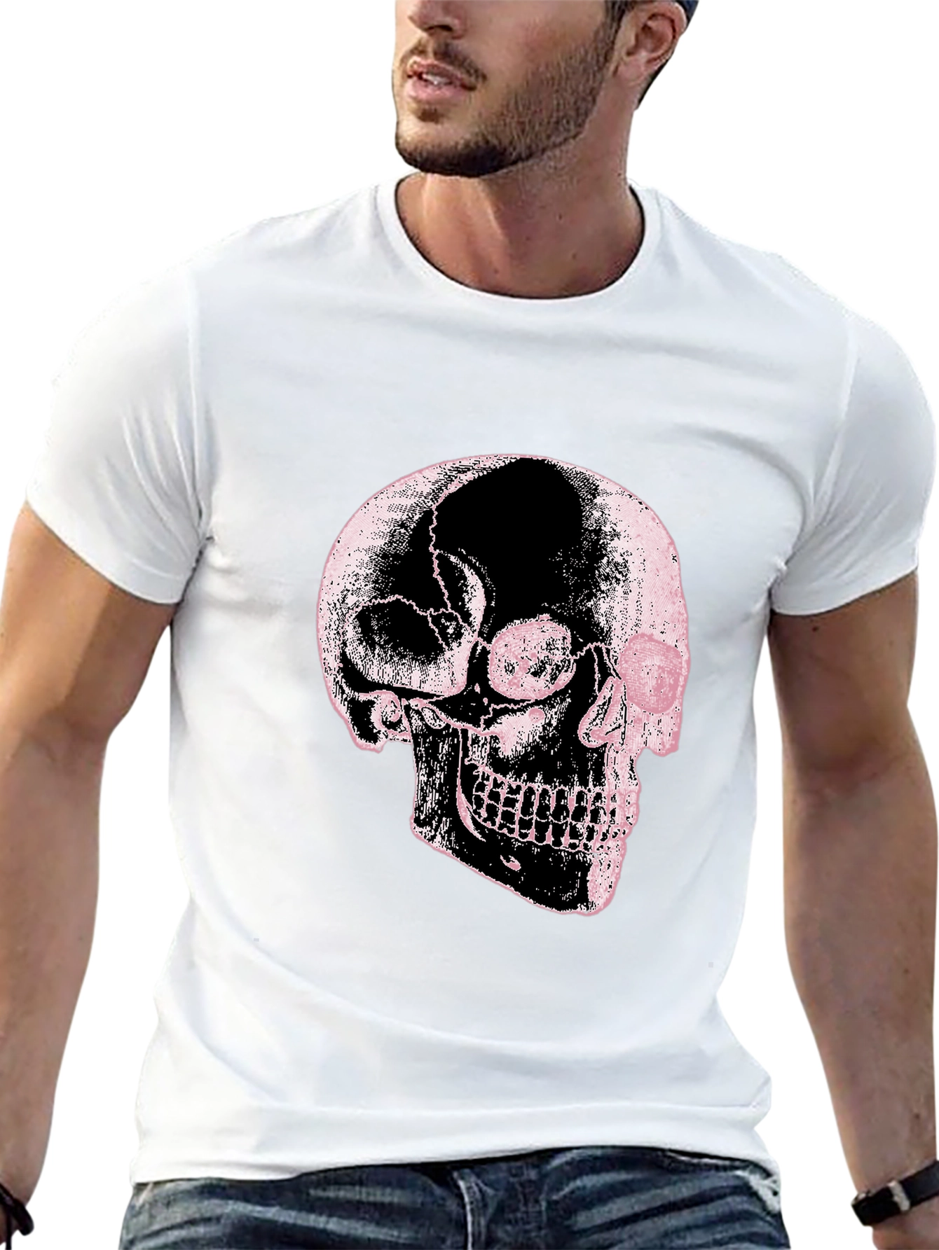Skull Graphic Print Black Tee