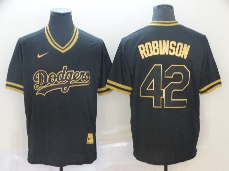 Men's Los Angeles Dodgers Jackie Robinson #42 Black Authentic Game Jerseys